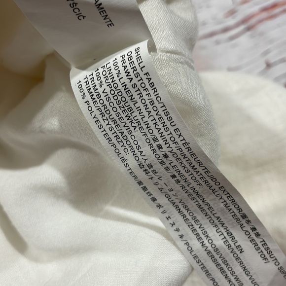 Anthropologie Ett:Twa White Pommed Linen Wide Leg High Rise Pants - Picture 8 of 11